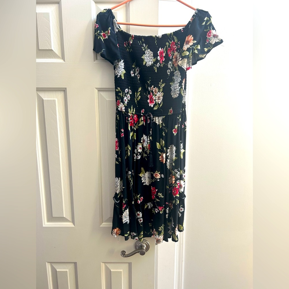 Black floral cocktail dress